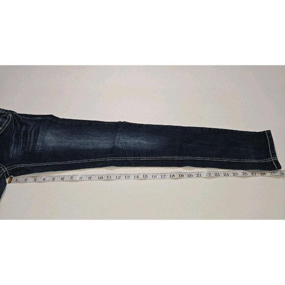 ZCO Womens Embellished Dark Denim Jeans 3 Rhinestone 26 X 30 Stretchy Straight - Picture 6 of 8